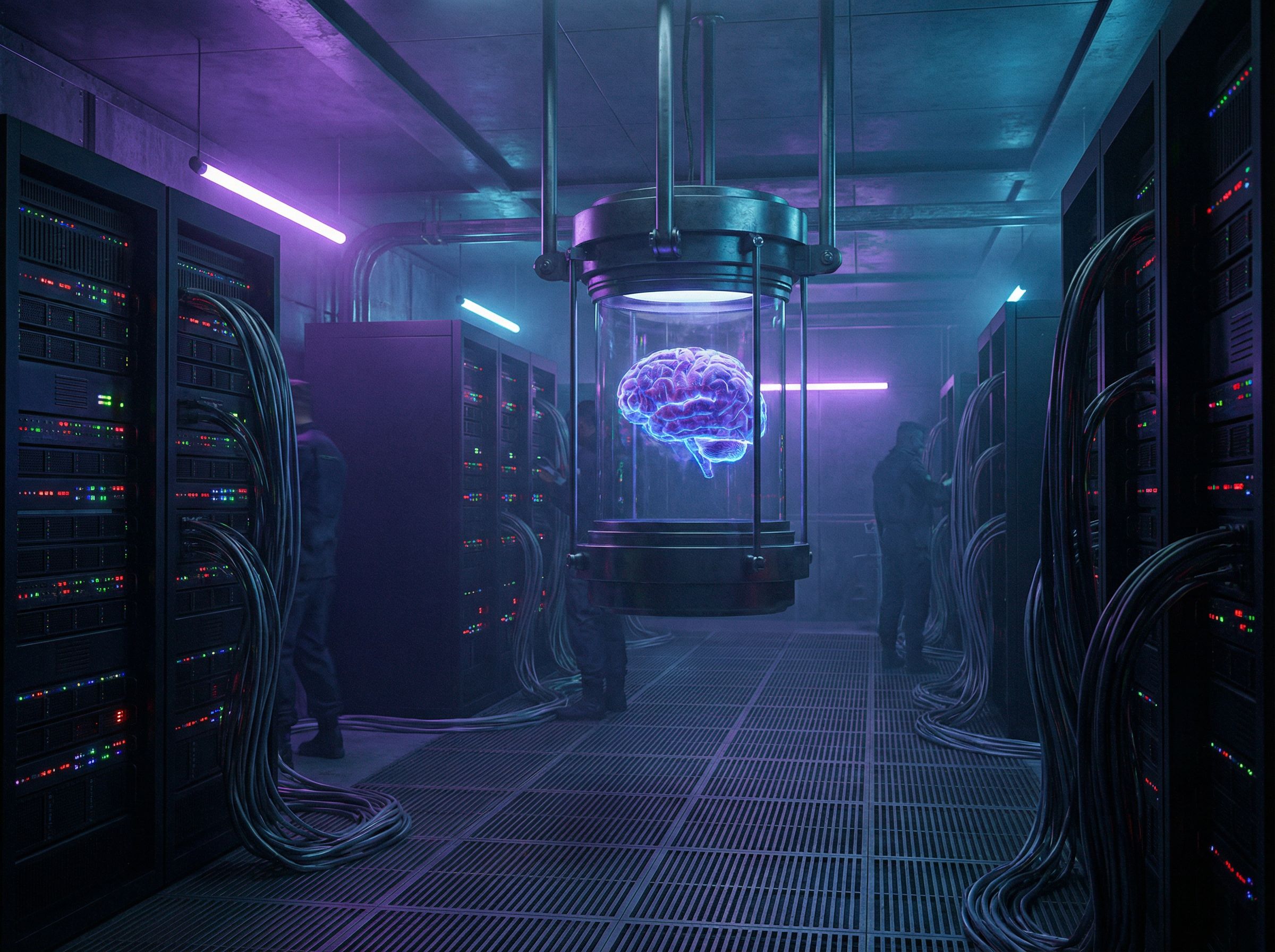 Brain floating in server room